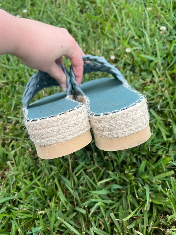 Beach by Matisse Teal Blue Braided Platform Sandals Size 9M - Image 3