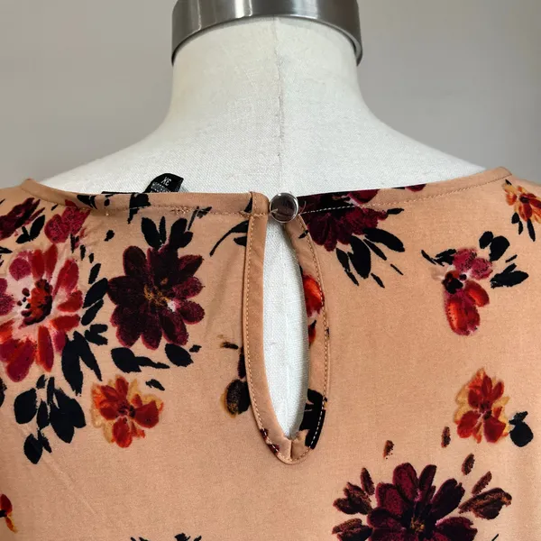Cocomo Peach Orange Floral Tulip Sleeve‎ Tunic Blouse Plus Size 3X - Image 4