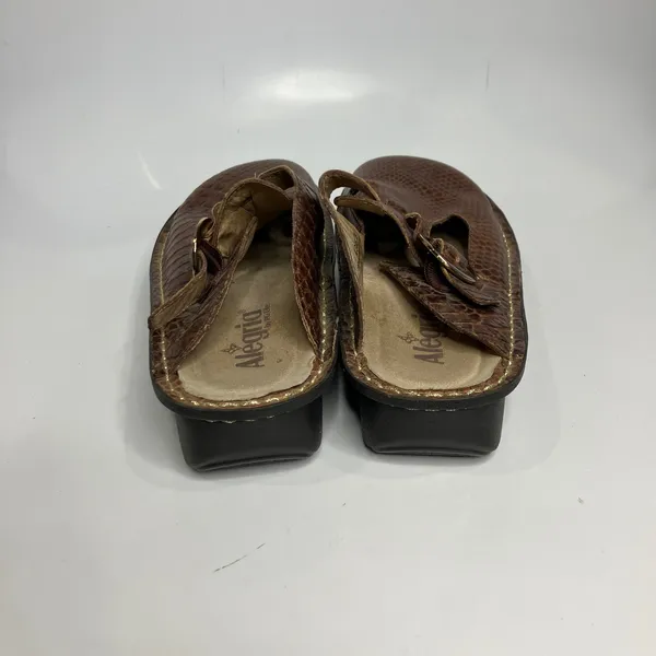 Alegria‎ classic slip on clogs brown croc embossed leather women's size 39 - Image 4