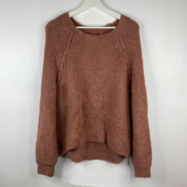 Aerie Size M Sweater‎ Boucle Wool Blend Oversized Dusty Rose Pink Long Sleeve - Image 4
