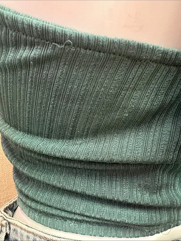 Le Lis Halter Ribbed Crop Top in Deep Teal Green - Image 5