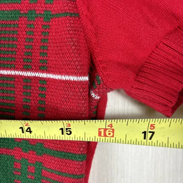 Tommy Hilfiger Red Plaid Short Sleeve Cotton Knit Sweater Dress Womens Small S‎ - Image 6