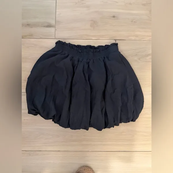 NEW Black Cotton Blend Bubble Pockets Y2K Built in Shorts Mini Skirt L - Image 4
