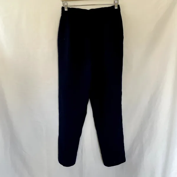 Wide leg‎ navy blue trousers high waist pockets belt loops women's 28 inch waist - Image 4
