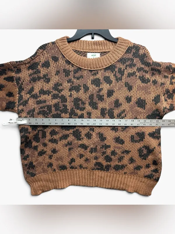 Aerie Leopard Print Oversized Knit Sweater Size Small Brown Black NWT - Image 5
