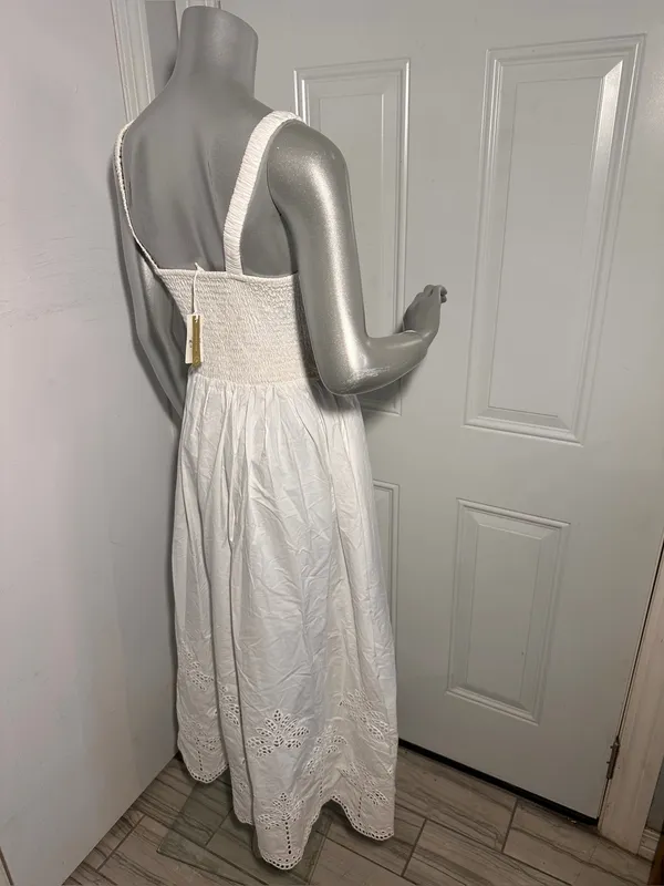 New Marine Layer Selene Embroidered Eyelet Maxi Dress White Size S Pockets - Image 11