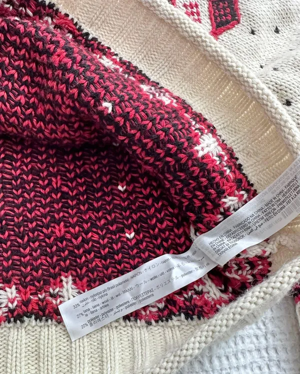 heart print wool knit cropped sweater - Image 8