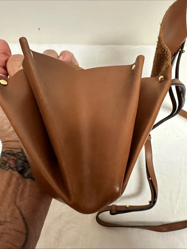 Vince Camuto Brown Leather Crossbody with Center Strap Detail - Image 9