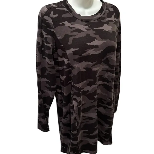 Athlete Dresses Athleta Camo Balance Dress Sz S Black Luxe Long Sleeve Pockets - Image 5