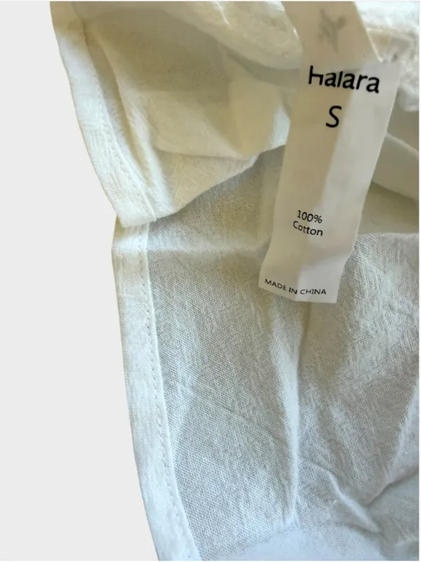 Size S Halara 100% Cotton Tie Back Ruffled Tiered Mini Dress White - Image 6