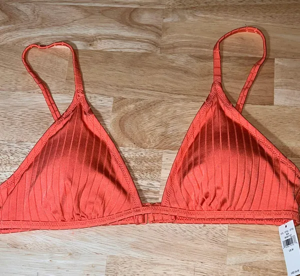 Aerie Medium Women's Ribbed Crossover Triangle Bikini Top BNWTS - Image 2