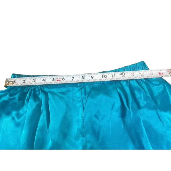 Victoria’s Secret Satin Pajama Set L Gold Label Teal Button Top & Shorts 90s VTG - Image 15