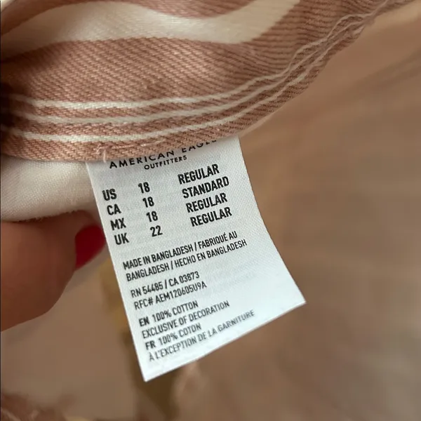American Eagle Pink‎ Striped Denim Mom Short shorts cotton comfortable jeans 18 - Image 8