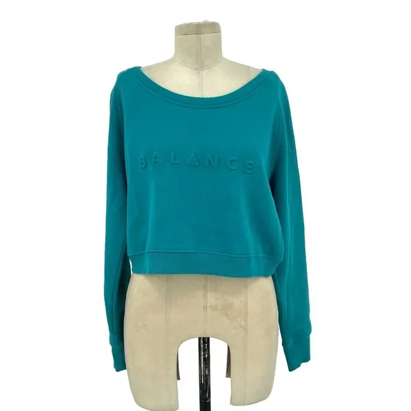 Balance‎ Athletica The Essence Cropped Sweatshirt Marine Teal Size Medium - Image 3
