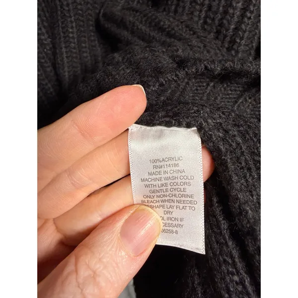 a.n.a Ribbed V-Neck Sweater Black Large Minimalist Workwear‎ - Image 4