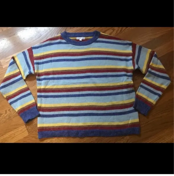 Emory Park NWOT Blue multi stripe crewneck pullover knit sweater size M - Image 4