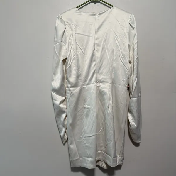 BHLDN Anthropologie NWT Maya‎ Twist Long Sleeve V-Neck Satin Bride Dress - Image 8