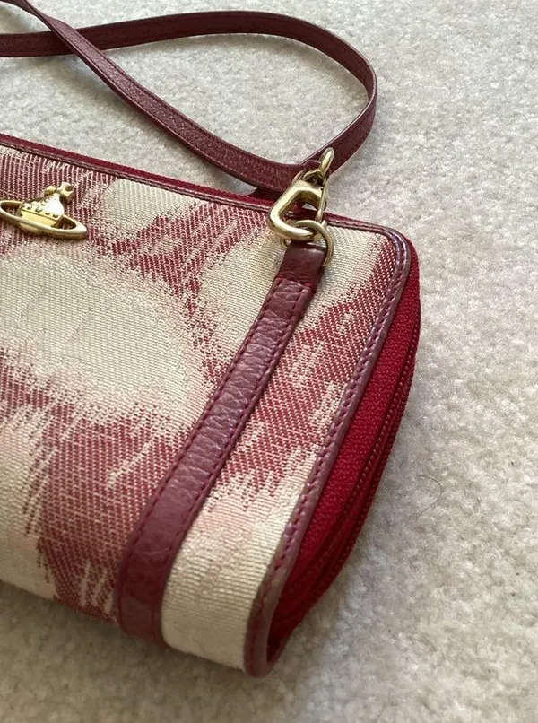 Vivienne Westwood Orb Long Wallet Red Strap Crossbody Bag - Image 7
