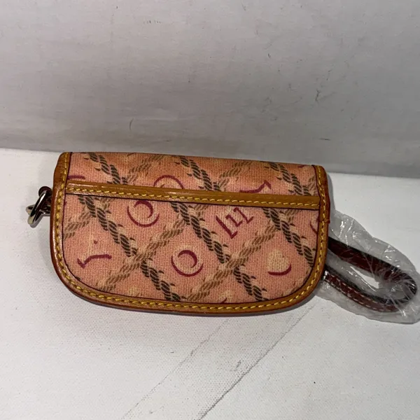 Vintage Y2K Dooney & Bourke Pink Monogram Pink Zip Keychain Wallet Coin Purse - Image 4
