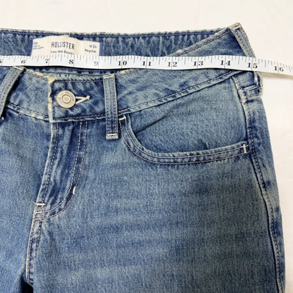 Hollister Low-Rise Baggy Jeans Womens 00R W24 Regular Blue Denim 100% Cotton - Image 7