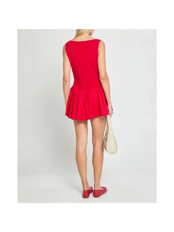 NWT o.p.t Helene Mini Dress XS Red Sleeveless Combination Puff Flared Bubble - Image 4