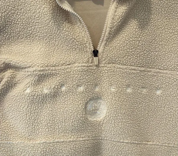 Alphalete King Quarter Zip Cream Sherpa Pullover Sweater Unisex Large - Image 3