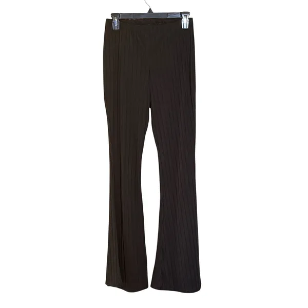 Nasty Gal Ribbed Flare‎ Pants Womens 8 Black High Rise bell bottoms stretchy - Image 11