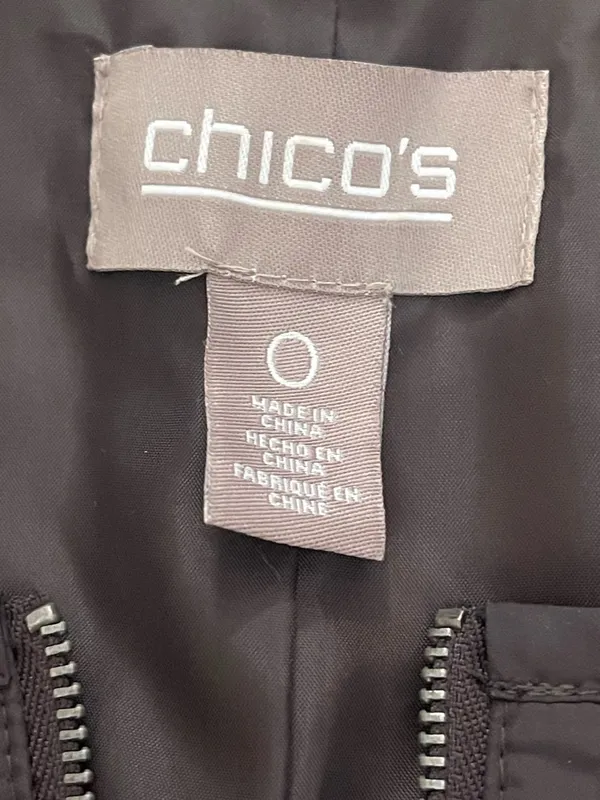 Chico's Collarless Quilted Dark Brown Full Zip Jacket - Image 7