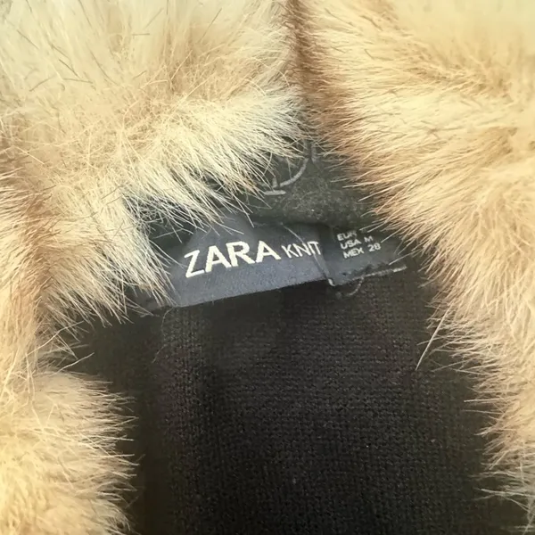 Zara Black Oversized Coat Faux Fur Collar Wool Blend Winter Coat Women M - Image 5