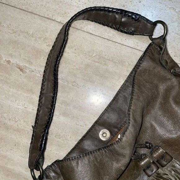 Patricia Nash Bohemian Style Italian Leather Bucket‎ Handbag Brown - Image 10