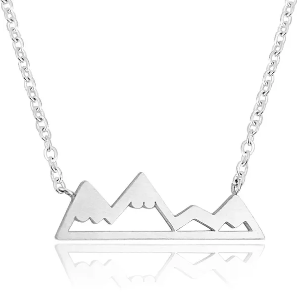 White‎ Gold Plated Mountain Bar Pendant Necklace, 16-18” - Image 3
