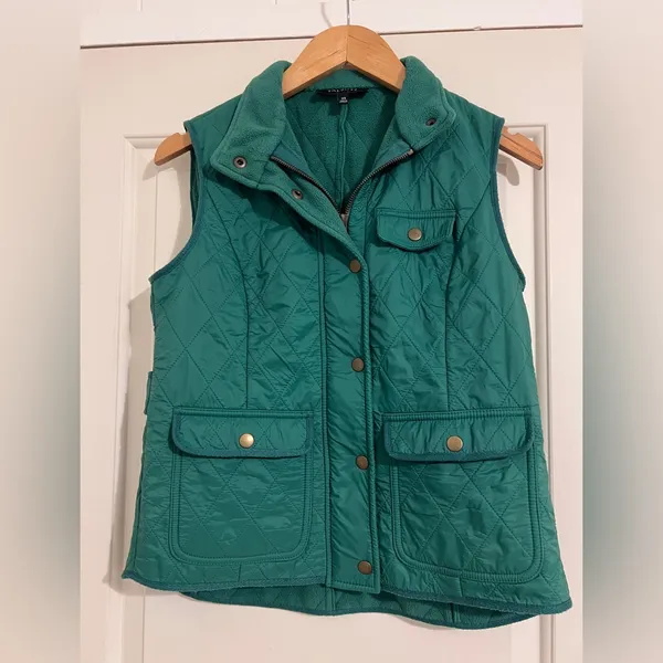 Talbots Green‎ Hunting Vest Fall Diamond Quilted Quilt Vest Fleece Lined - Image 4
