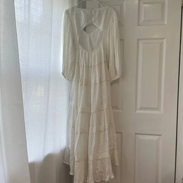 Free People Mockingbird White Eyelet Tiered Maxi Dress - Image 12
