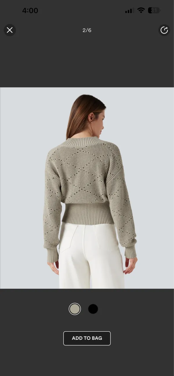 Halara v-neck long sleeve hollow out work sweater - Image 2