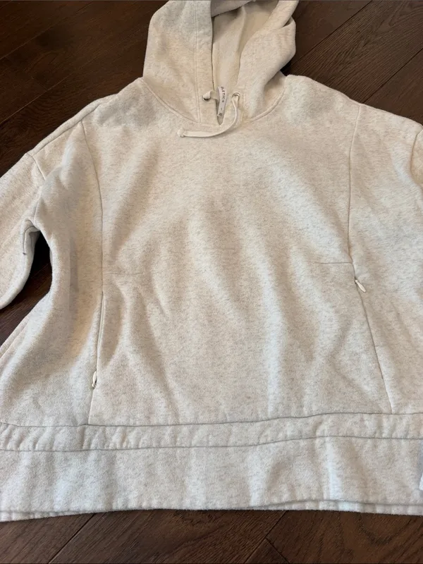 Fabletics Light Heather Gray Hooded Cropped Pullover Size Small - C54-145 - Image 5