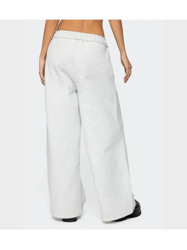 Edikted Kori Oversized Wide-Leg Sweatpants Gray Melange Pocket Fleece NEW Medium - Image 9