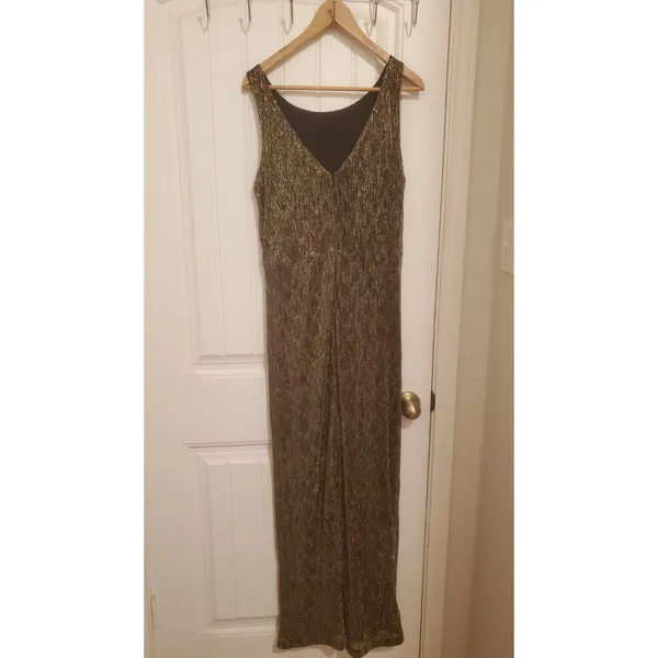 Calvin Klein Women's Faux-Wrap Metallic Dress Black/Gold 14 - Image 2