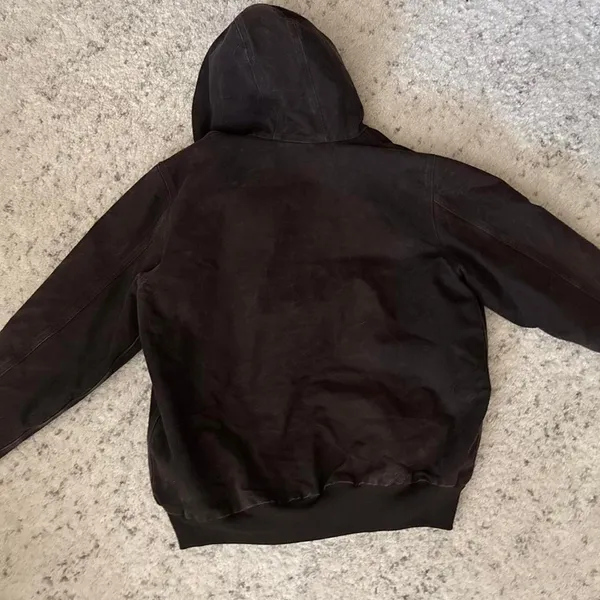 vintage y2k carhartt‎ bomber zip up jacket sz xxl womens hooded in dark brown - Image 5