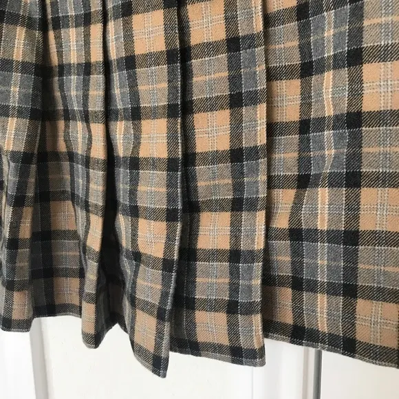 VTG Moschino jeans 26‎ Y2K plaid pleated Academia wool brown skirt - Image 5