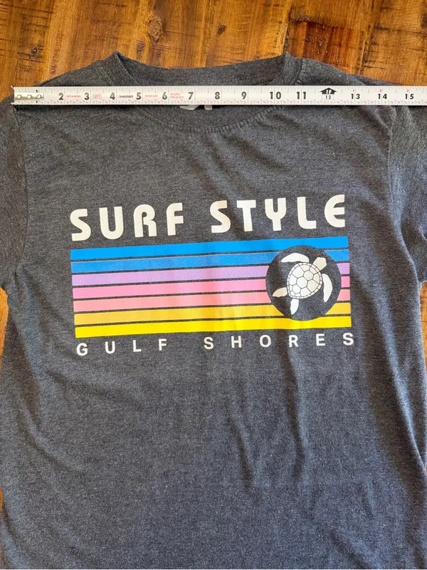 Surf Style “Gulf Shores”Retro Turtle 🐢 Stripe Graphic Tee, Small - Image 4