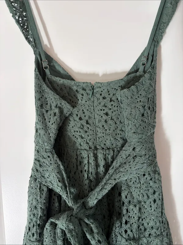 NWT Altar'd State Sage Green Crochet Fit & Flare Mini Dress Size S - Image 8