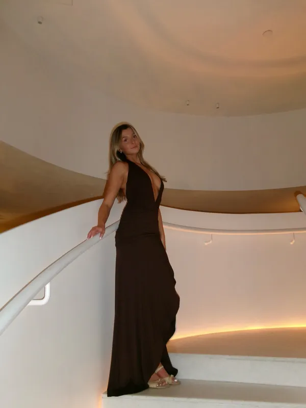 White Fox Grande Dame Maxi Dress Chocolate - Image 4