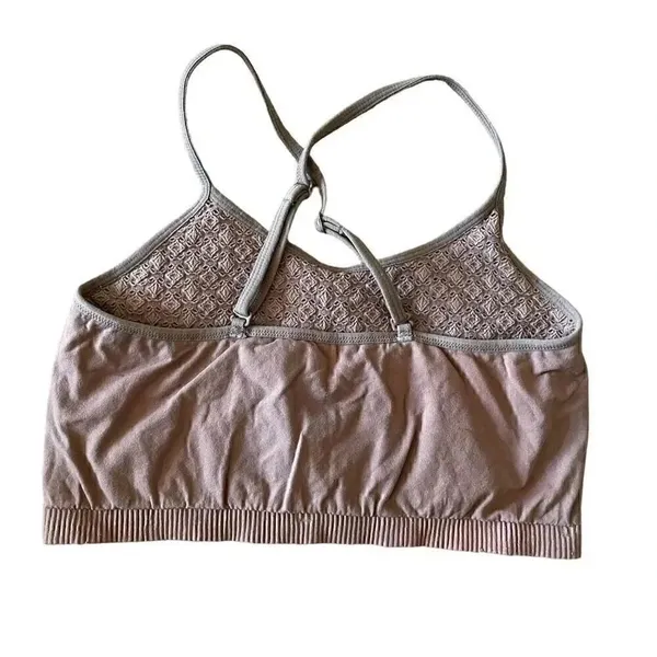 Taupe Women’s Adjustable Straps Crochet Running Yoga Bralette Sports Bra SZ XS - Image 5