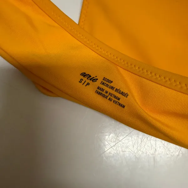 Aerie Womens Bikini‎ Top Sz S Tie Front Mustard Orange Yellow Removable Pads - Image 4