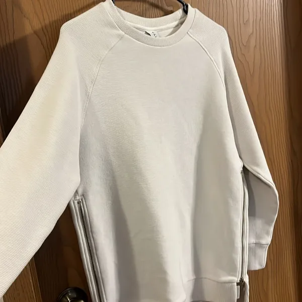 Varley‎ Mae Boyfriend Oversized Sweat Pullover in Egret Small - Image 4