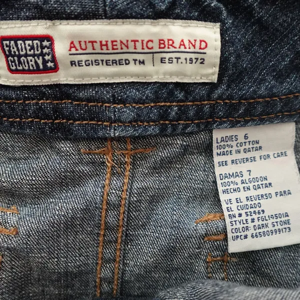 Vintage Y2K Faded Glory Dark Wash 100% Cotton Denim Mid Rise Maxi Skirt Size 6 - Image 4