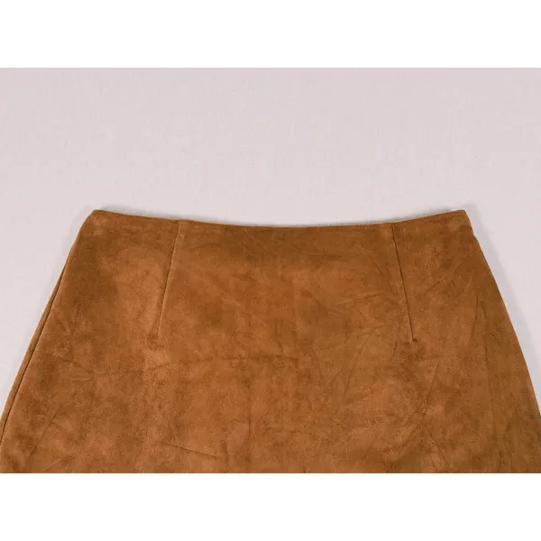 Abercrombie & Fitch Faux Suede Mini Skirt Size S Brown Preppy Fall Quiet Luxury - Image 5