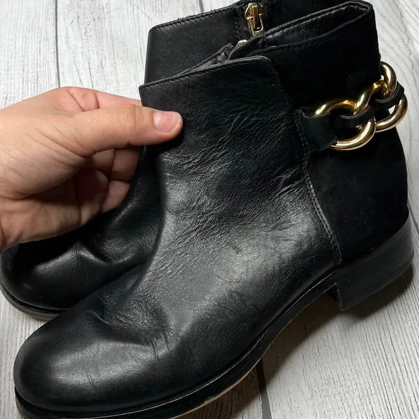 Sam Edelman Chester Bootie Black Leather Suede Ankle Chelsea Boots Sz 8M - Image 4