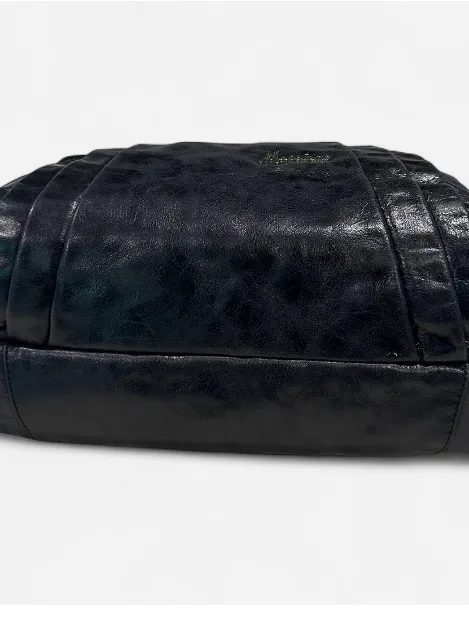 Marciano Black Leather Tote with Studded Stripe and Logo - Image 5