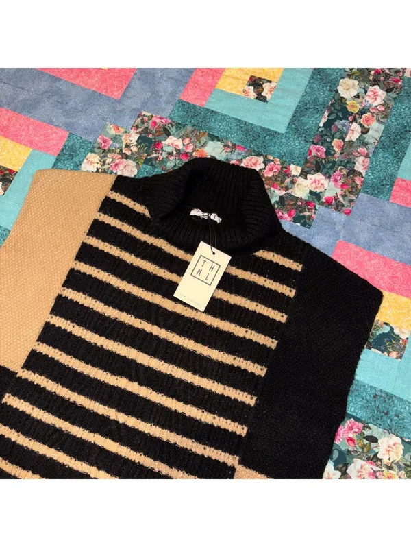 THML NEW $68 Woman’s S Short Sleeve Stripe Knit Sweater Top Size Small - Image 4